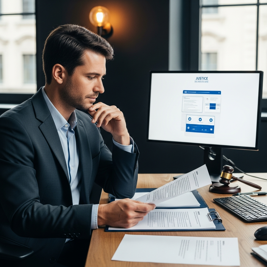 Employeur français révisant des documents de saisie sur salaire, avec un écran affichant le portail de la réforme 2025.