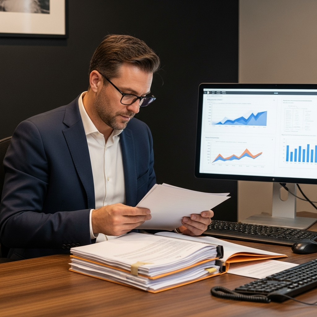 Employeur français analysant des documents sur la gestion des pourboires pour éviter les sanctions URSSAF et le travail dissimulé.