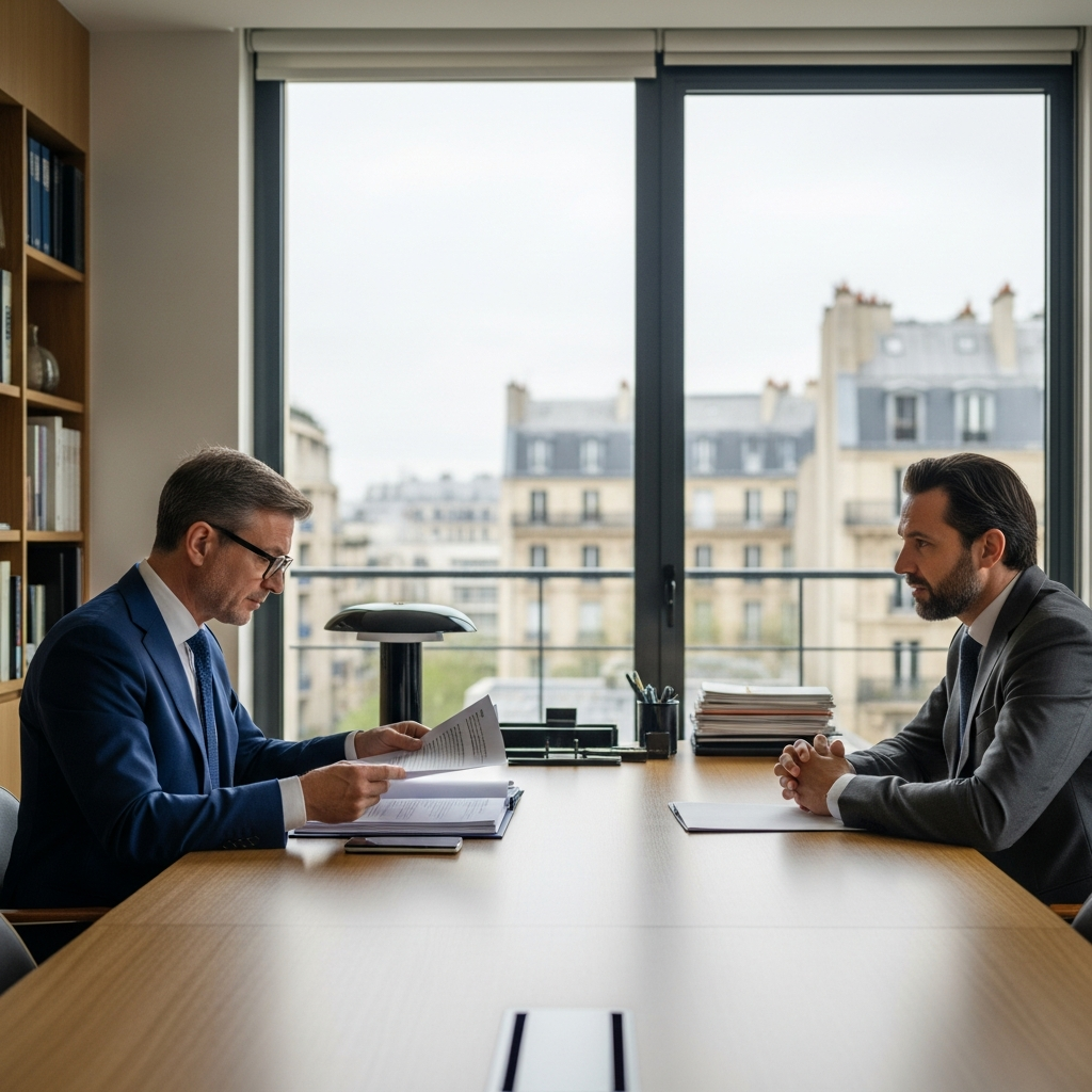 Gestion des congés payés dockers : un employeur français discute des règles complexes avec son avocat spécialiste du droit du travail.