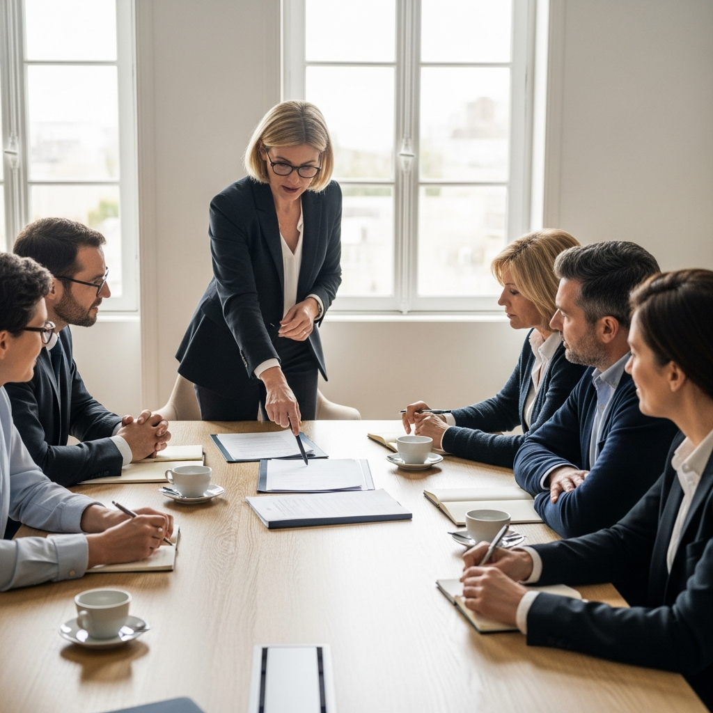 Un avocat français conseille des employés et un dirigeant sur les dispositifs d'actionnariat salarié en réunion. Optimisation et fidélisation.