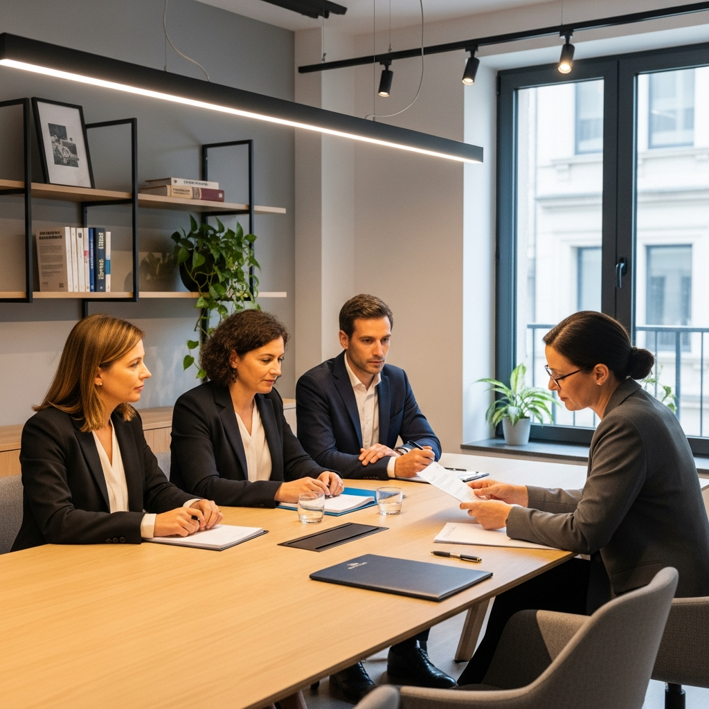 Professionnels français en discussion stratégique sur le PERECO et l'épargne retraite collective en entreprise, suite à la loi PACTE.
