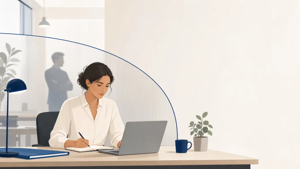 Illustration éditoriale sur la protection face au harcèlement sexuel au travail