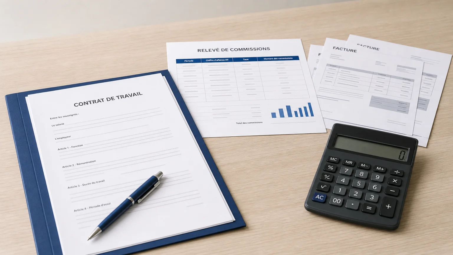 Contrat et relevé de commissions d’un VRP à vérifier