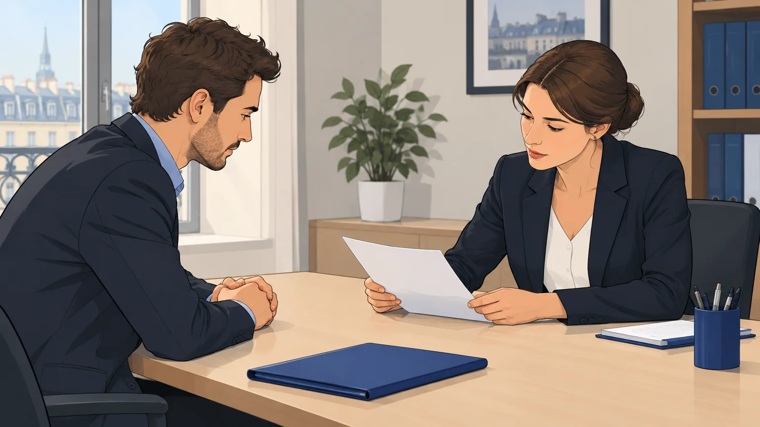 Un salarié et une responsable discutent des modalités d’un départ négocié