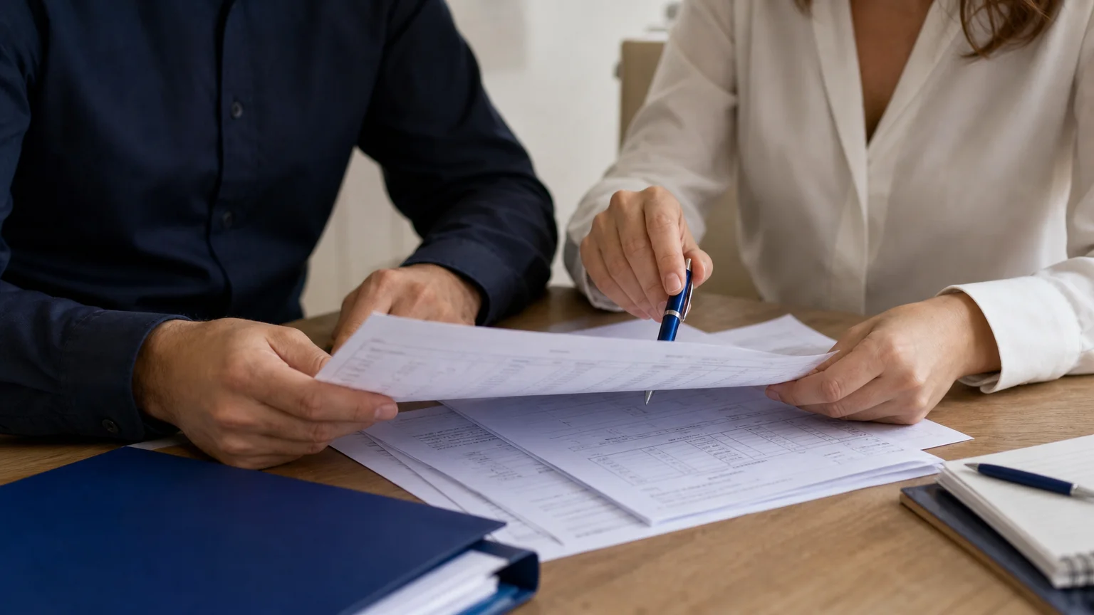 Examen de feuilles de temps et de bulletins de paie pour vérifier une situation de travail