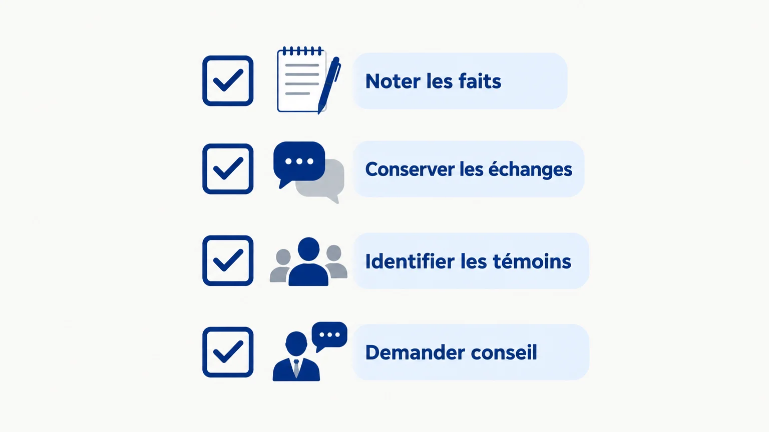 Checklist pour organiser les éléments d’un dossier de harcèlement au travail